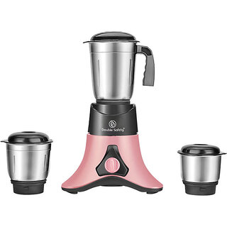                       Double Safety Royal Mixer Grinders 750 W Mixer Grinder(Orlando Mixer Grinder | 3 Jars | Black & Pink)                                              