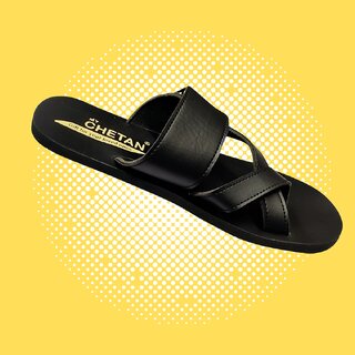                      MyChetan Stylish Black F3 Slippers for Men  Comfortable Daily Wear Footwear                                              