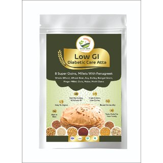 Simply Jaivik Low GI Diabetic Care Atta  Multi-Grain High Fiber Flour for Blood Sugar Control (2kg)