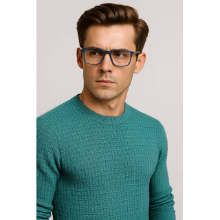                       Fashion Point Casual Round Neck Sweater D.2  Long Sleeve Green Woolen  for Men                                              