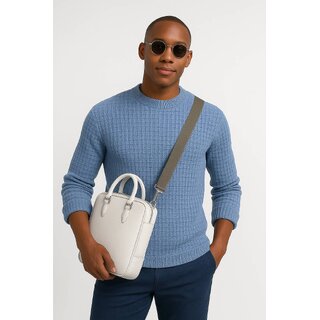                       Fashion Point Casual Round Neck Sweater D.2 Long Sleeves Woolen Blue for Men                                              