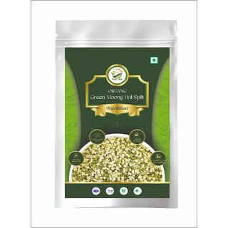 Simply Jaivik Green Moong Dal Chilka (Split)  High Fiber  Protein, Unpolished Split Green Gram for Health (2kg)