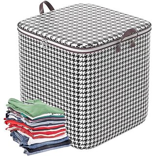                       180L Foldable Clothes Organizer For Wardrobe, Blanket Storage Box Cloth and Dress Organiser Basket Bag with Reinforced                                              