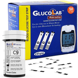                       K-life Glucolab Glucose Sugar Testing 50 Glucometer Strips                                              