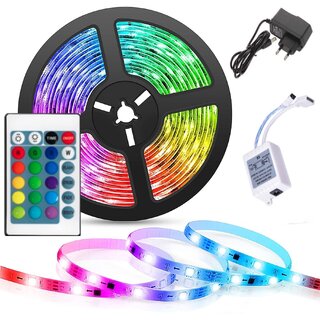                       5M RGB LED Strip Light with Adapter  Remote  300 LEDs, 16 Modes for Home  Diwali Decor                                              