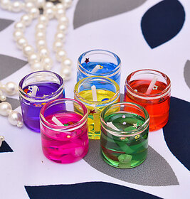 (Pack of 6) Multicolor Gel Tealight Candles - Long Burn Time, Perfect for Diwali Home Decoration