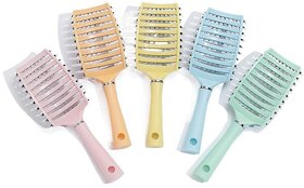 Pig Mane Big Bend Comb Curly Hair Straight Hair Styling Comb Hair Oil Hair Comb Curved Nine Row Comb Massage Comb (Bright Orange)