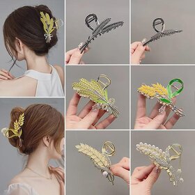 Wheat Stalk Hair Clip for Women | Large Metal Claw Clip for Elegant Updos & Ponytails (Golden Wheat)