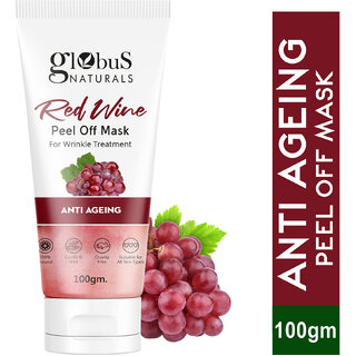                      Globus Naturals Red Wine Peel off Mask for Wrinkle Treatment, Anti ageing Formula, Suitable for All Skin Types, 100 gm                                              