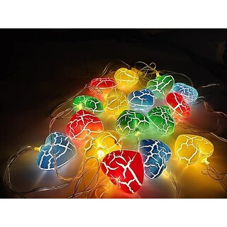                       15 LED Crack Pastel Heart String Lights - 4 Meter Decorative Lighting for Diwali, Christmas, Parties, and Weddings                                              