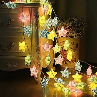                       Decorative Colorful Star 14 LED Star String Lights for Indoor Outdoor Home Party Diwali Christmas Decoration (Warm White                                              
