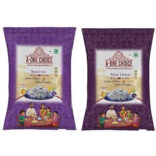 A-one Choice 5kg Supreme Rice and Mini Dubar Rice Combo  Best Quality Rice for Biryani, Pulao, Khichdi  Everyday Use