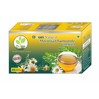 ODON NATURAL Moringa Chamomile Herbal Green Tea - Caffeine-Free Detox Tea