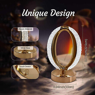 Panthalassa Crystal Table Desk Lamp Touch Control Table Lamp (21 Cm, White)