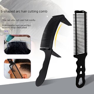 Precision Hair Clipper Comb Set - S-Shaped, Curved, and Flat Styling Combs for Professional Haircuts (BlackandBlack)