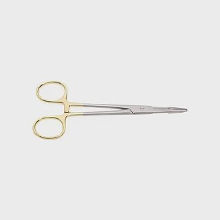 Gold Handle Needle Holder Scissors Dual-Use Multi-Functional Forceps with Inlaid Grips (12.5cm Golden Handle Needle Holder)
