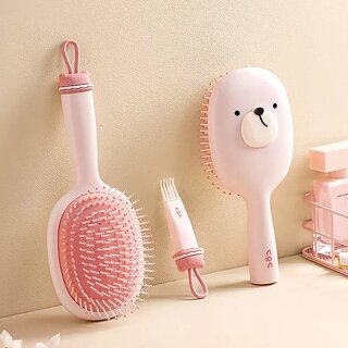 Anti-Static Air Cushion Hair Brush for Women, Volumizing Massage Comb for Long and Curly Hair, Tangle-Free and Scalp-Friendly (Air Cushion Brush Pink)