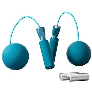 Cordless Weighted Jump Rope with Ball, 2-in-1 Adjustable Skipping Rope for Indoor Fitness, Smooth Bearing, Kids & Adults (Peacock Blue Large Ball)