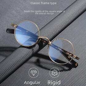 Vintage Tortoiseshell Pure Titanium Eyeglass Frame | Small Fit for High Prescription | Blue Light Blocking (Black Gun, White)