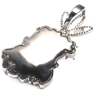 Hip Hop Cartoon Pendant Bold Copper Charm with Colorful Enamel & Sparkling Zircon, Trendy Statement Accessory (Silver Red + 61cm Rope Chain)