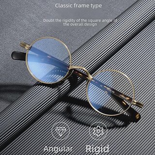 Vintage Tortoiseshell Pure Titanium Eyeglass Frame | Small Fit for High Prescription | Blue Light Blocking (Black Gun, White)