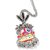 Hip Hop Cartoon Pendant Bold Copper Charm with Colorful Enamel & Sparkling Zircon, Trendy Statement Accessory (Silver Red + 61cm Rope Chain)