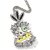 Hip Hop Cartoon Pendant Bold Copper Charm with Colorful Enamel & Sparkling Zircon, Trendy Statement Accessory (Silver Red + 61cm Rope Chain)