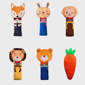 Plush Car Seat Belt Pillow - Cute Bunny & Husky Design for Kids, Comfortable Headrest & Travel Neck Support (Blue Rabbit, 50cm)