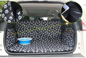 Heavy-Duty SUV Dog Car Seat Cover with Nonslip Backing, Waterproof Pet Bench Hammock for Cars, Trucks, and SUVs (Paw Print Trunk)