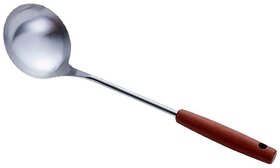 Vintage Style Stainless Steel Kitchen Utensil Set - Wooden Handle Slotted Spoon, Spatula, and Soup Ladle for Cooking (201 Retro Spatula)