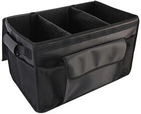 Foldable Car Storage Organizer Box, Trunk Cargo Organizer with Lid, Auto Interior Collapsible Storage Bin for Sedan SUV Truck (Black 45L (Carbon Fiber Pattern)