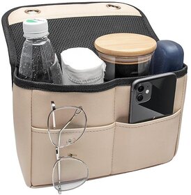 Leather Car Seat Back Organizer with Storage Pockets, Multi-Function Vehicle Seat Hanger for Phones, Toys & Essentials (Black Seat Storage Bag, 25cm x16cm x8cm)