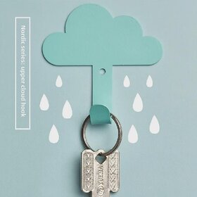 Nordic Cloud Wall Hooks, Adhesive No-Drill Hangers for Bathroom & Entryway (Tech Black)