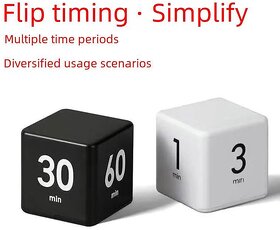 Cube Timer for Kids and Students Flip Countdown Timer for Study, Homework, and Kitchen Reminders (White, 15 20 30 60 min)