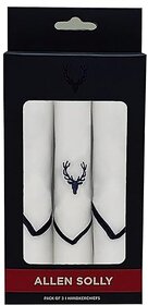 (Pack Of 3) Allen Solly Cotton Men White Casual Style Handkerchief