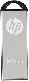 HP Flash Drive 64GB Pen Drive, Compatible with Laptop & Desktop Computer, USB 2.0, Metal Case (Silver)