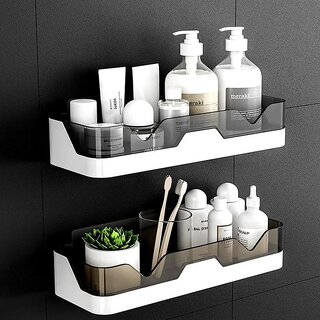 Pack of 1 Self-Adhesive Plastic Bathroom Rack, Bathroom Shelf Organizer, Wall Mounted Shelf, Bathroom Hardware and Acce