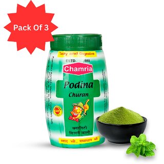 Pack of 3 Chamria Podina Churan  Mint Digestive Powder for Indigestion & Acidity Relief, GMP Certified 75g