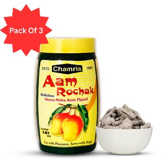 Pack of 3 Chamria Aam Rochak  Spicy Tangy Mango Slice Candy Khatta Meetha Aam Pachak for Acidity Relief 100g