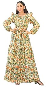 SARINKU Gown Crepe Fabric Dress for Women Stylish Ethnic Gown Long One Piece for Girls and Women