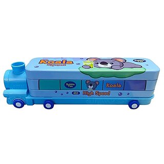 Train Pencil Box , Compass Box with Wheel, Stylish School Bus Pencil Box , can Also be Used as Kids Geometry Box