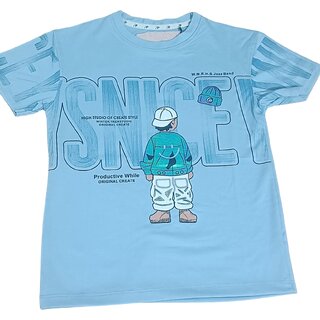 Kid's Stylish Graphic T-Shirt Blue - Playful, Comfortable  Trendy Design