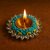 Tiny Shiny Decorative Home Decoration Flower Diya  Metal Diya for Puja Room  Home Dcor,Blue