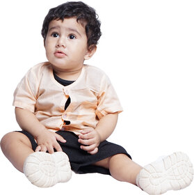 Kid Kupboard Cotton Baby Boys Shirt, Light Beige, Half-Sleeves, 9-12 Months KIDS7898