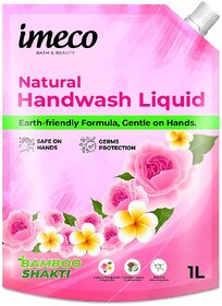 (Pack of 50) IMECO Bamboo Natural Handwash Pouch (1L), Gentle  Safe on Hands, 99.9 Germs Protection