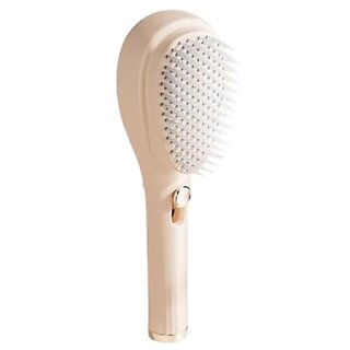 Anti Static Massage Comb One-Click Cleaning hair Comb and Brush, Massage Comb, Scalp Cleansing  Massage Comb (CREAM)