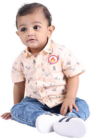 Kid Kupboard Cotton Baby Boys Shirt, Light Beige, Half-Sleeves, 12-18 Months KIDS7948