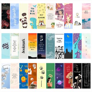 Faolo Designer Bookmarks for Books  Set of 30 Pieces  Double Sided Matte Finished Laminated, 30 Unique Designs  Multi