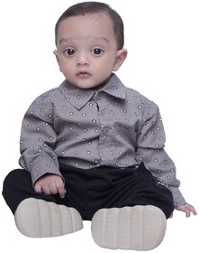 Kid Kupboard Cotton Baby Boys Shirt, Dark Grey, Half-Sleeves, 12-18 Months KIDS7949