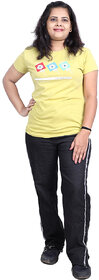 Kid Kupboard Cotton Womens T-Shirt, Light Yellow, Half-Sleeves, XL-Xtra Large KIDS8016